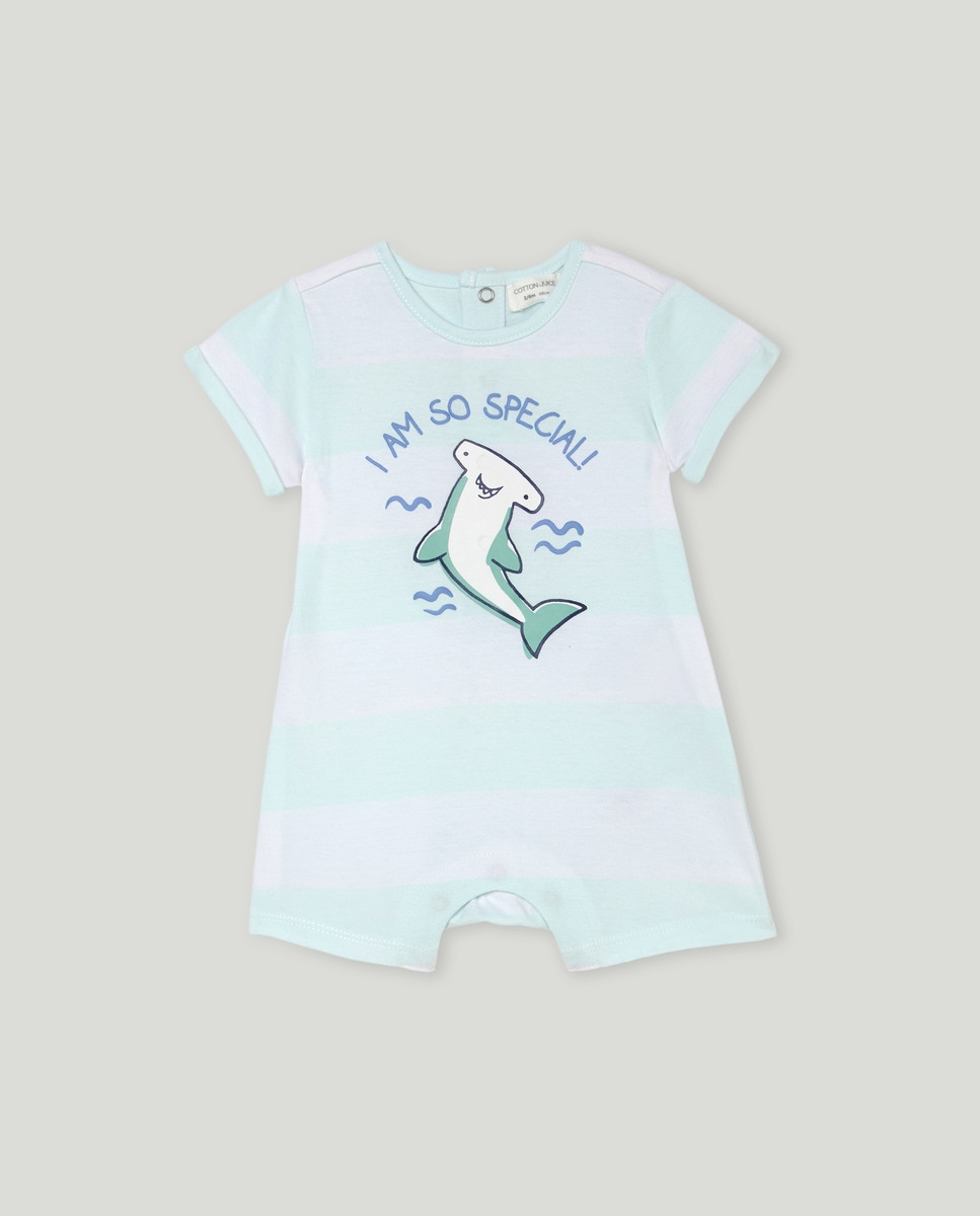 Pijama Curto de Bebé com Fantasia Verde-1