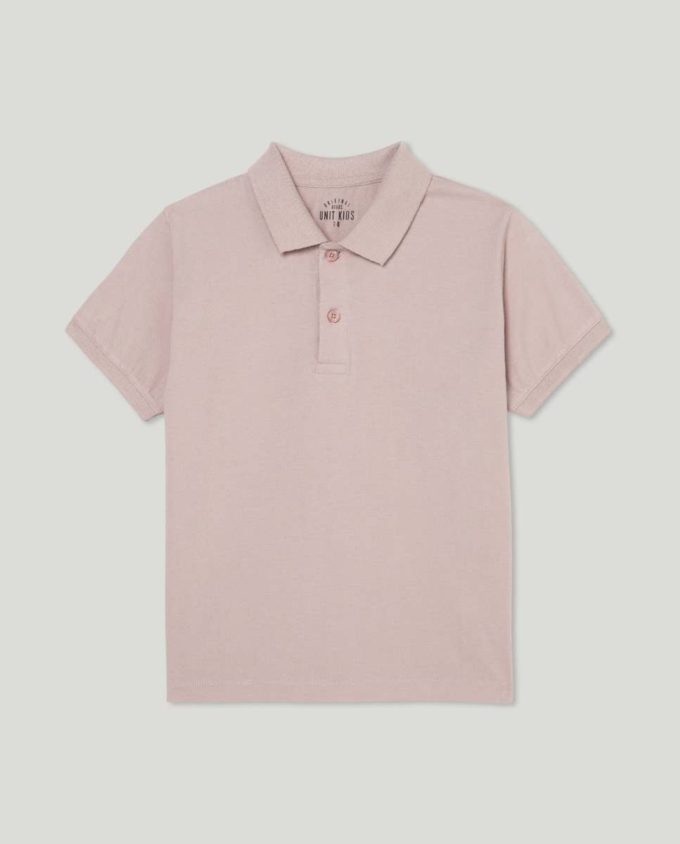 Polo de niño algodón lavado manga corta Lila-1