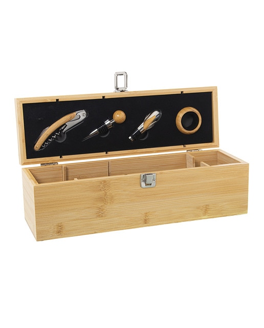 Imagen 0 de Estuche bambu, set de vino con 4 accesorios, para 1 botella