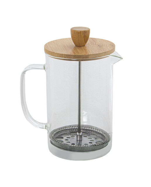 Imagen 0 de Cafetera embolo 800ml cristal, tapa bambu, prensa acero inox