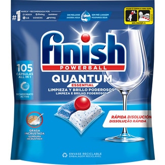 Pastilhas Máquina Loiça Quantum Essential Regular embalagem 105 pastilhas - Finish