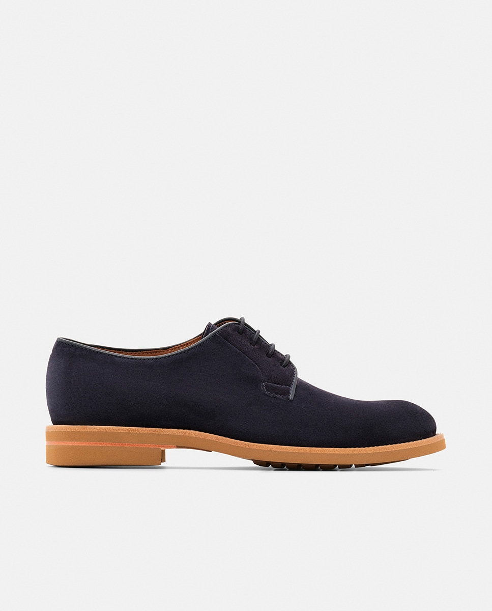 Bluchers Lisos de Camurça Azul-marinho-1