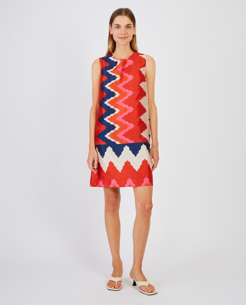 René Derhy Vestidos Marca Derhy Vestido Corto Recto Sin Mangas Y