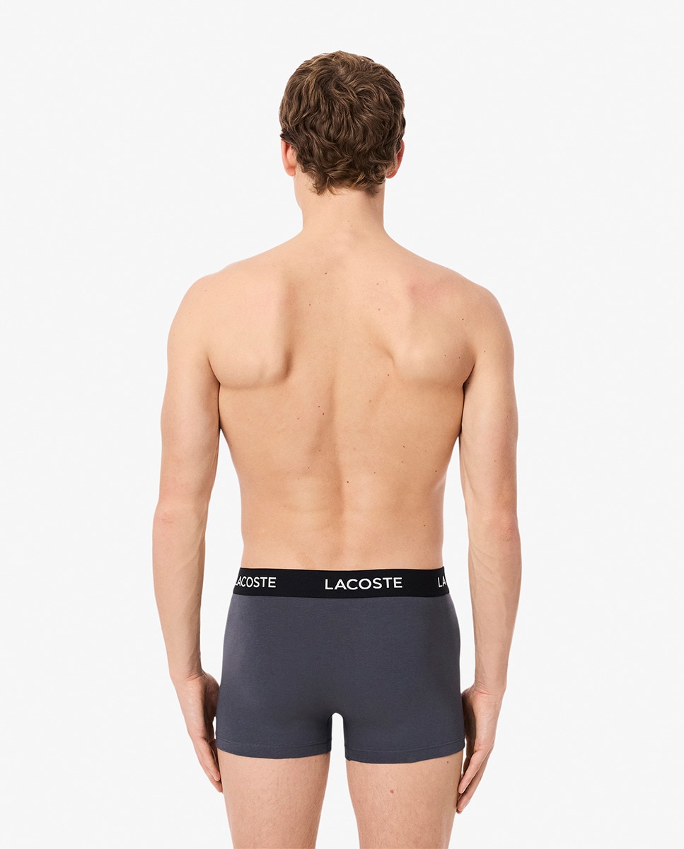 Pack de 3 Boxers de Algodão Elástico com Logótipo na Cintura Cinzento-escuro-2