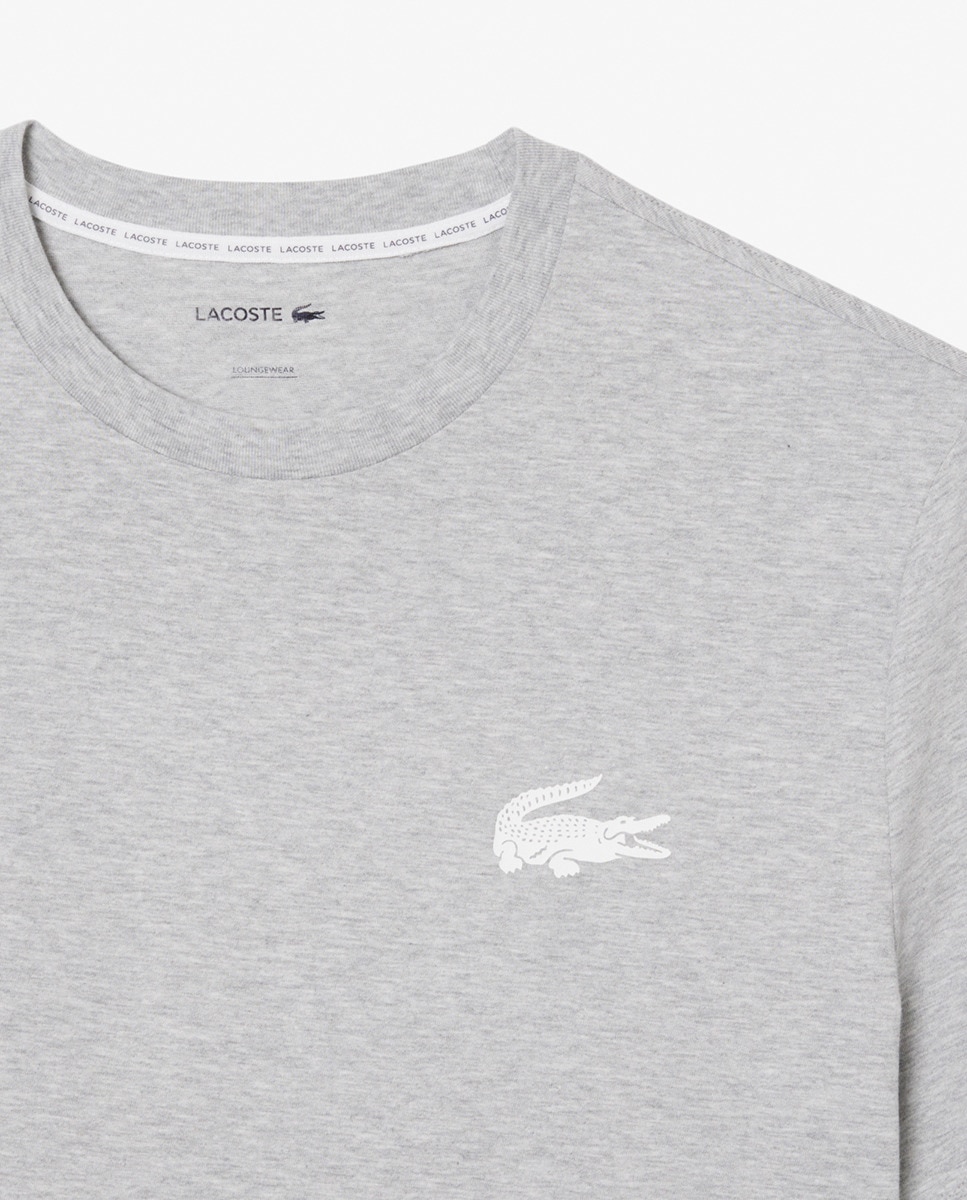 T-shirt Loungewear de Algodão com Estampado de Crocodilo Cinzento-claro-6