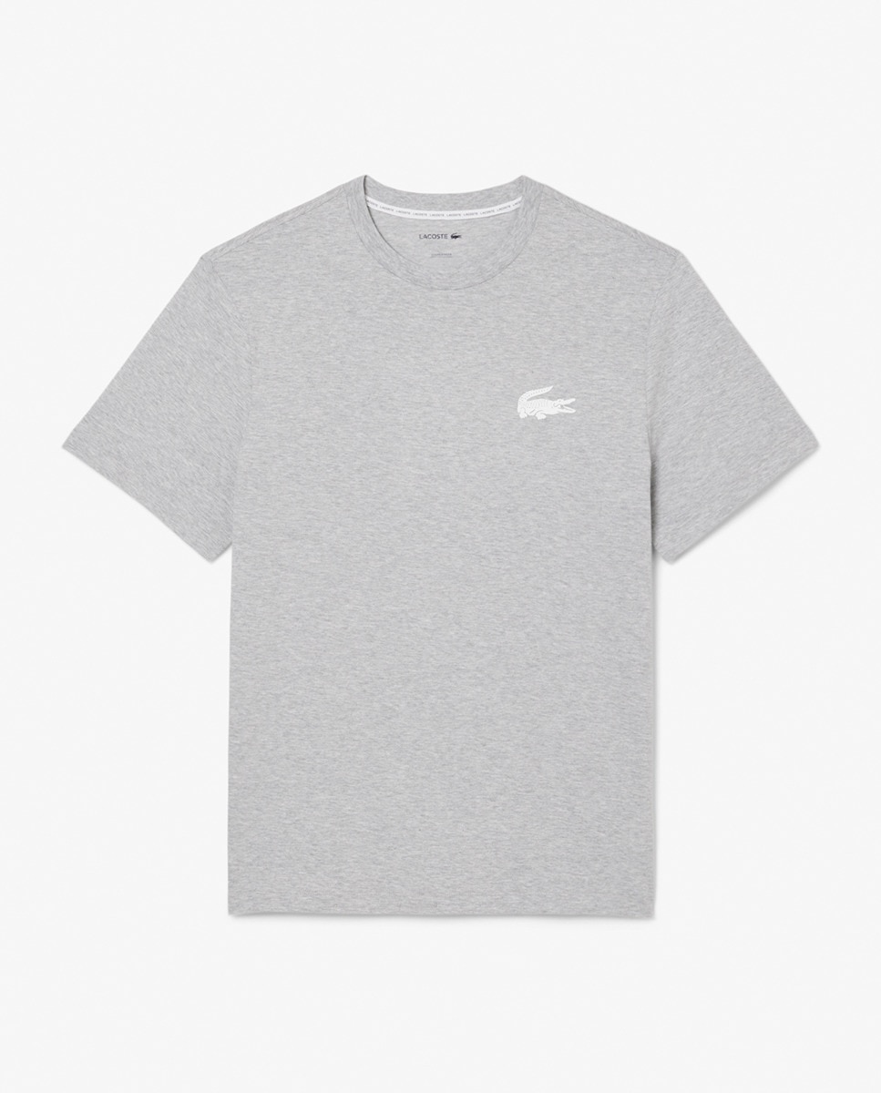 T-shirt Loungewear de Algodão com Estampado de Crocodilo Cinzento-claro-5