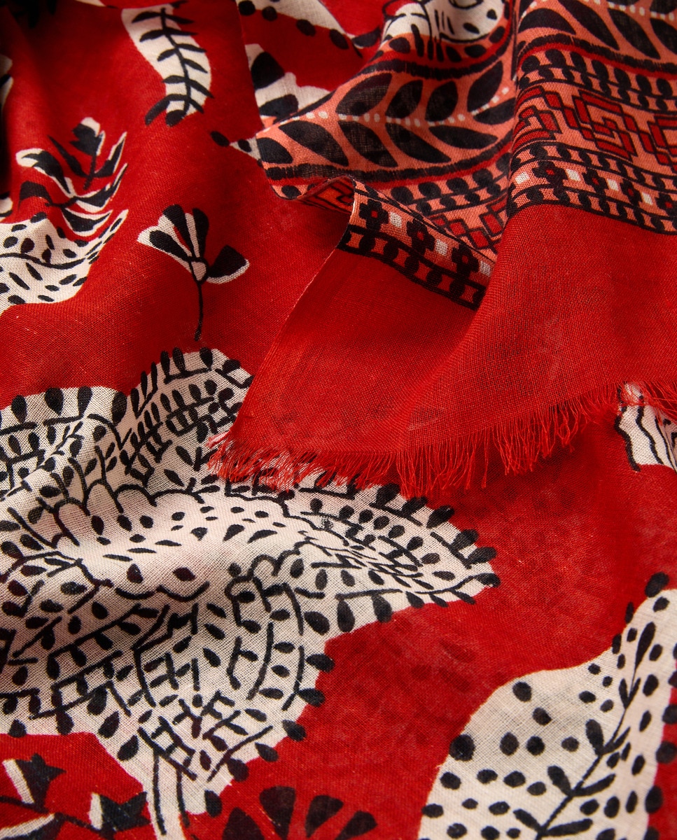 Écharpe de Algodão com Estampado Bicolor Açafrão-4