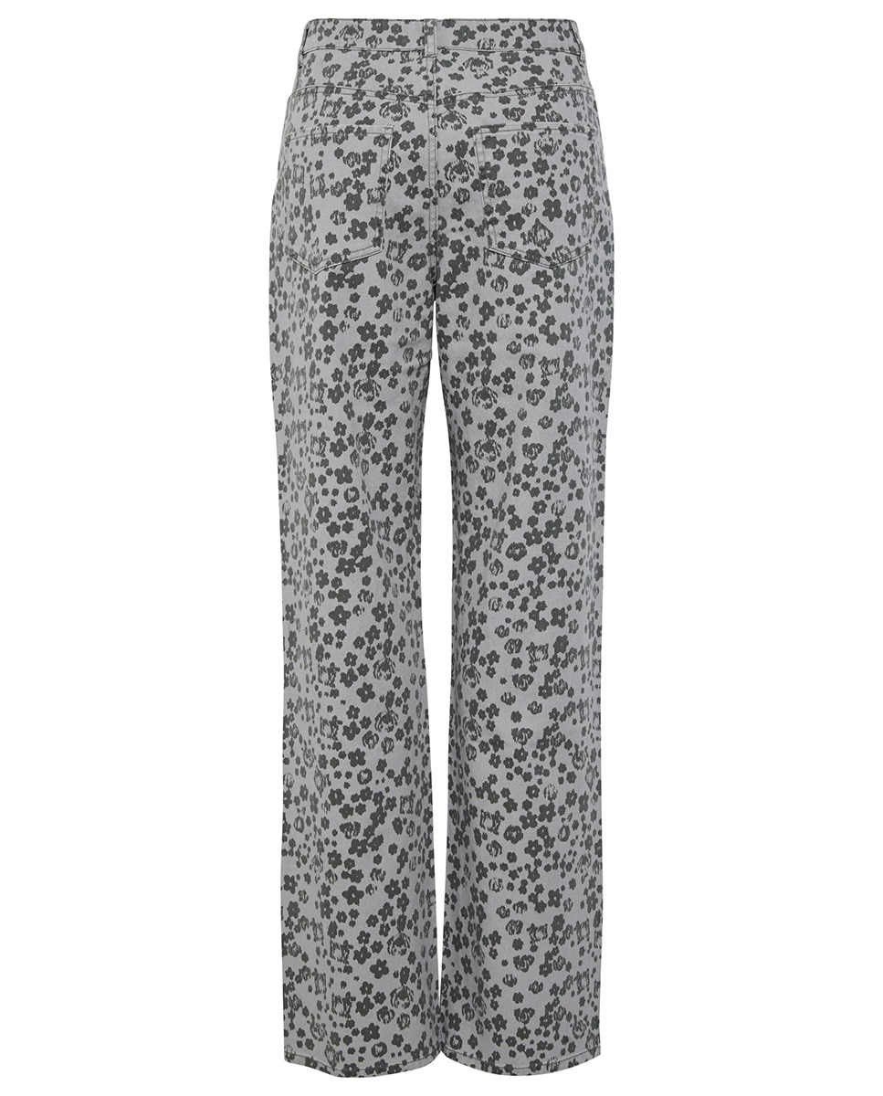 Jeans com Estampado Floral Cinzento-claro-6