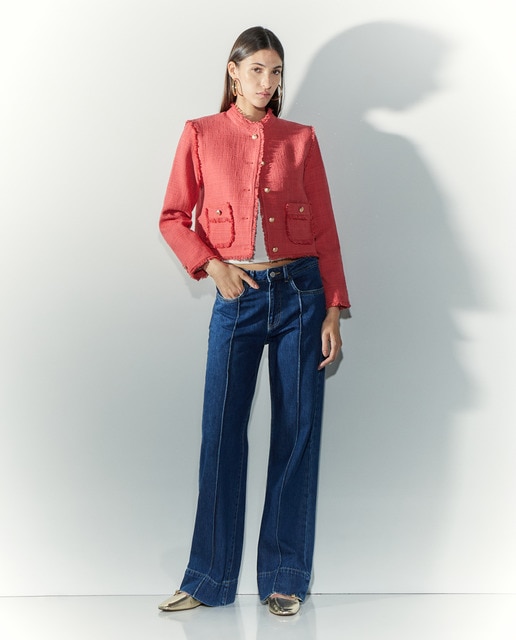 Imagen 0 de Pantalón vaquero de mujer ancho costura central