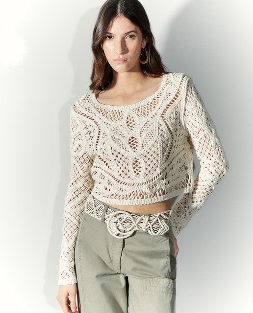 Imagen 0 de Jersey de mujer manga larga calado crochet