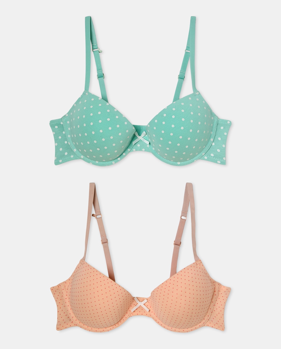 Pack de Dois Soutiens com Estampado Floral 510 Verde Claro-4