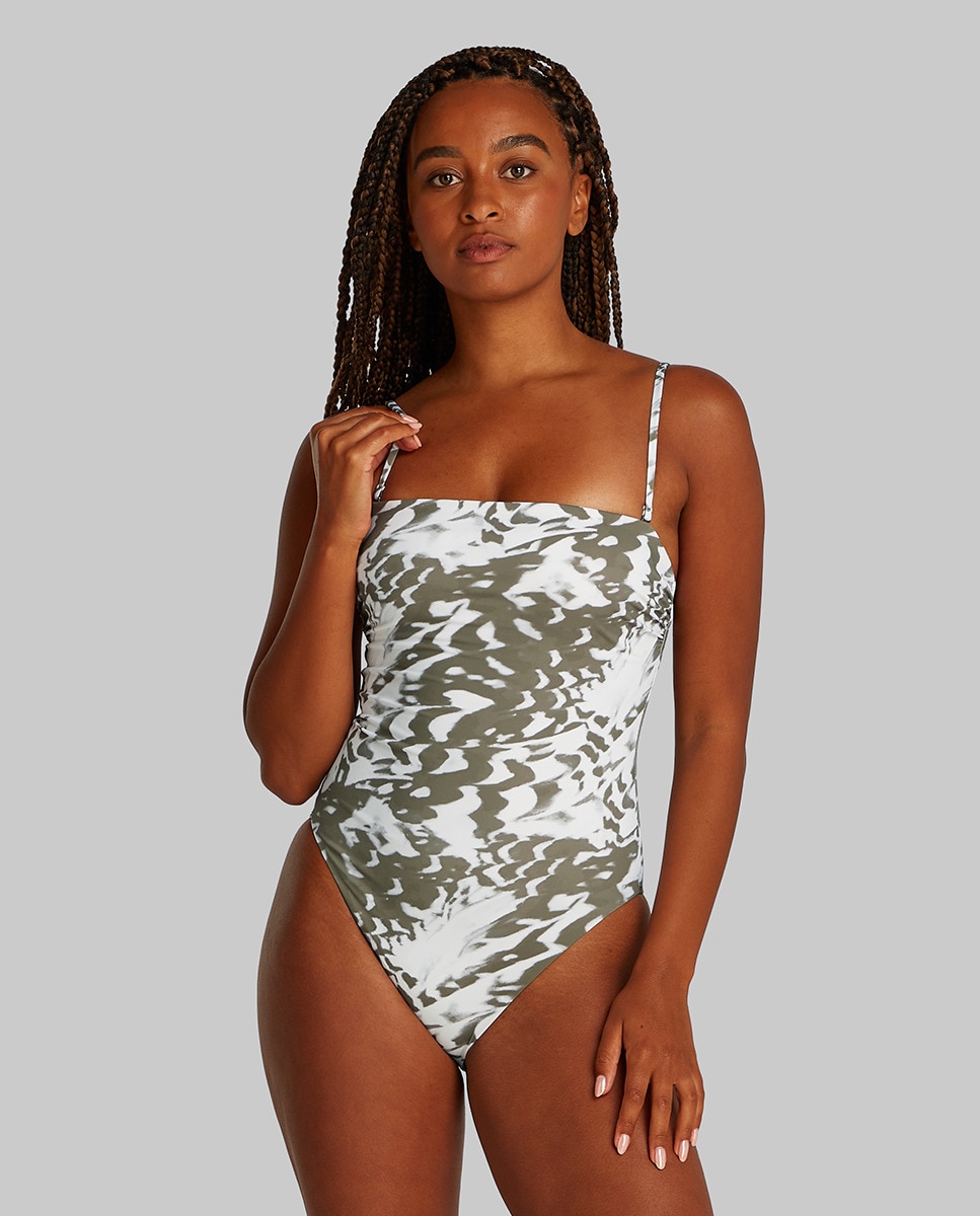 Fato de Banho Bandeau com Alças Amovíveis Verde-1
