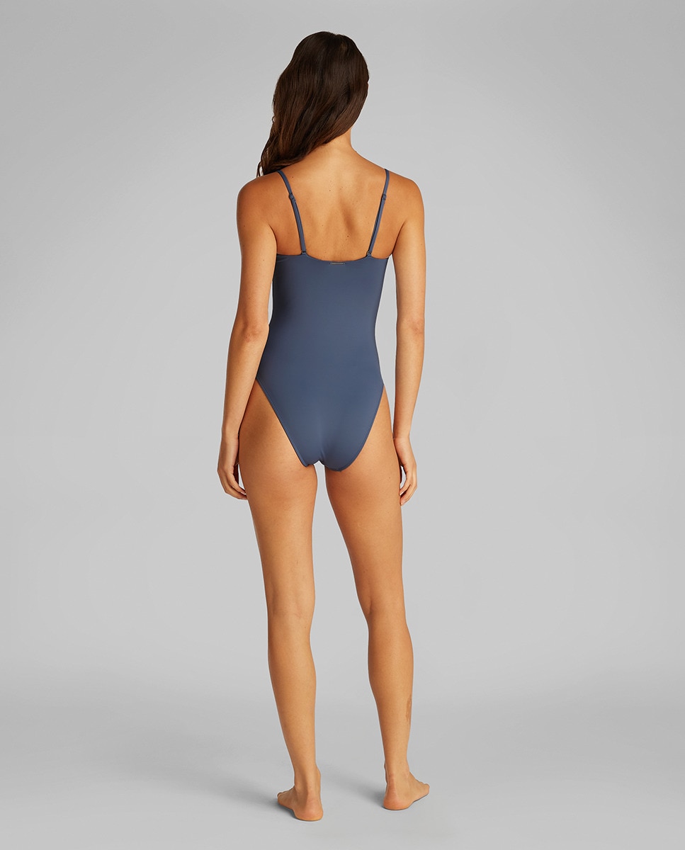Fato de Banho Bandeau com Alças Amovíveis Cinzento-2