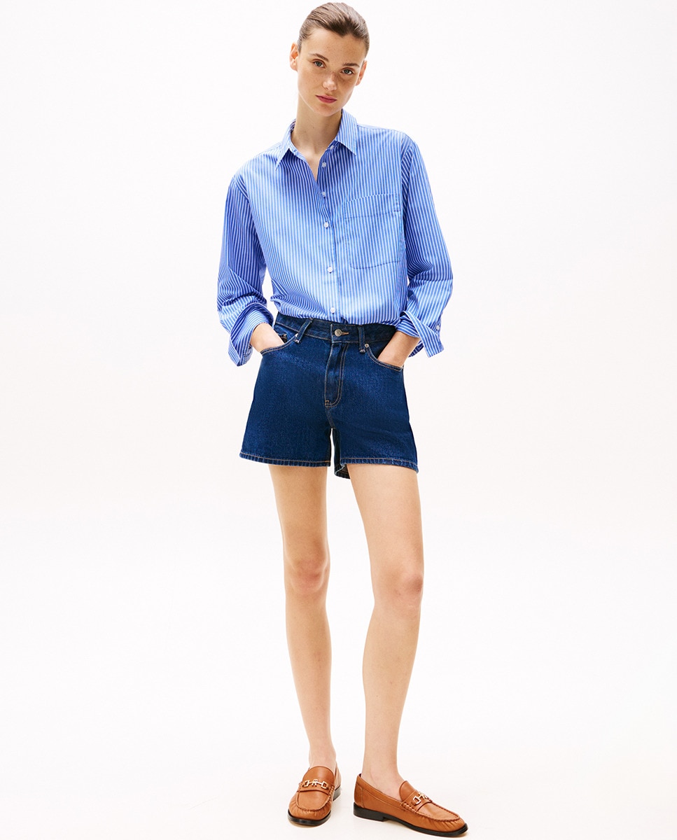 Camisa de Popelina com Manga Comprida Azul-claro-5