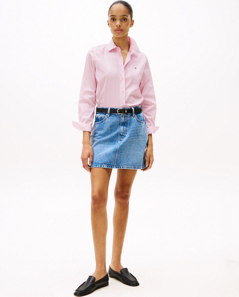 Camisa de Popelina com Manga Comprida Rosa-claro-4