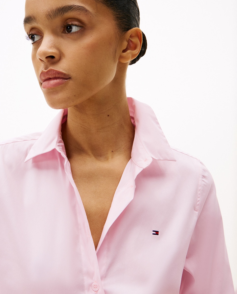 Camisa de Popelina com Manga Comprida Rosa-claro-3
