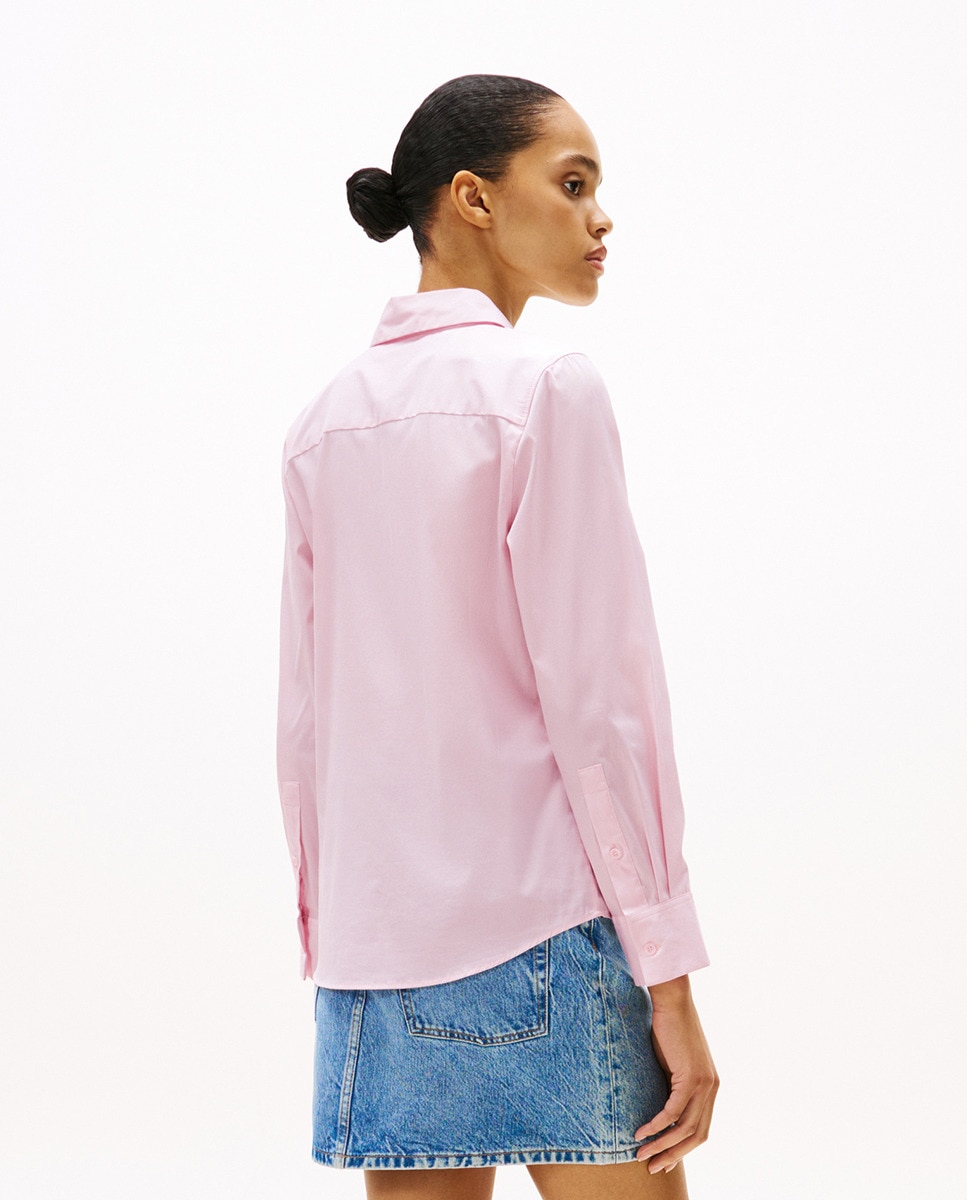 Camisa de Popelina com Manga Comprida Rosa-claro-2