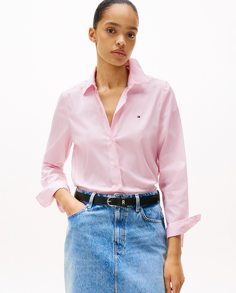 Camisa de Popelina com Manga Comprida Rosa-claro-1