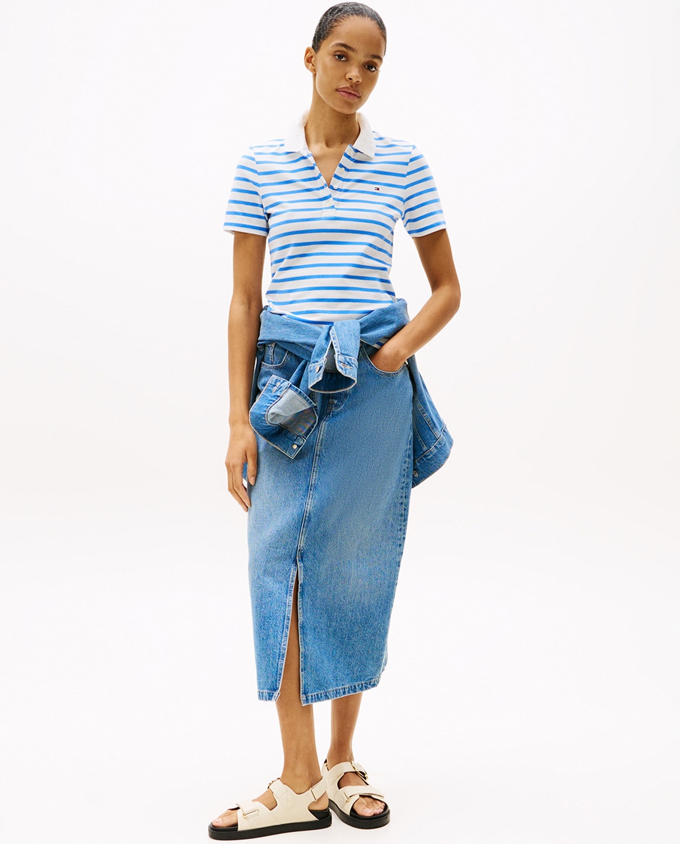 Polo Regular Piqué de Manga Curta Azul-claro-7