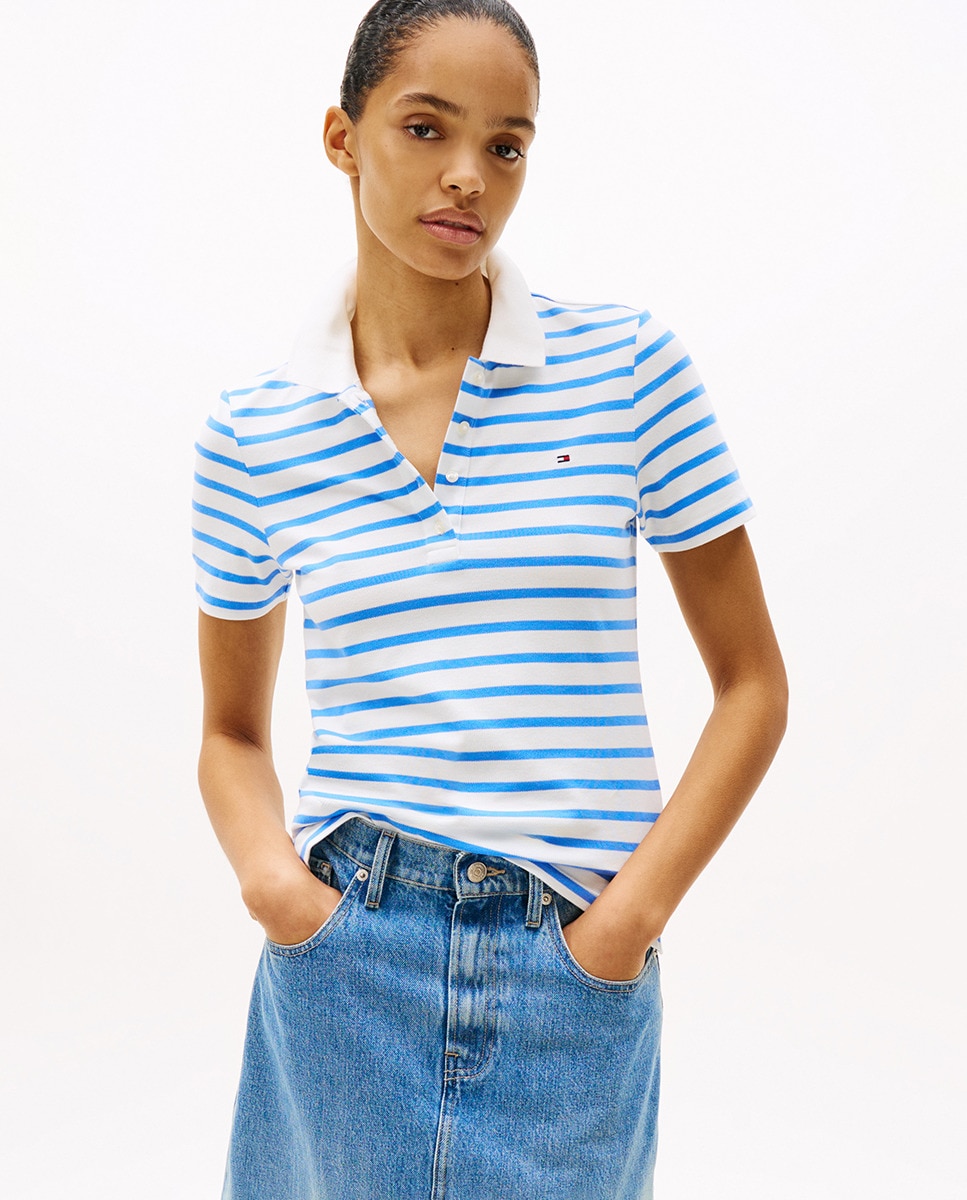 Polo Regular Piqué de Manga Curta Azul-claro-1