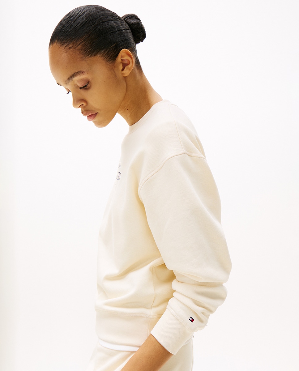Sweatshirt de mulher com logótipo e decote redondo Branco-3