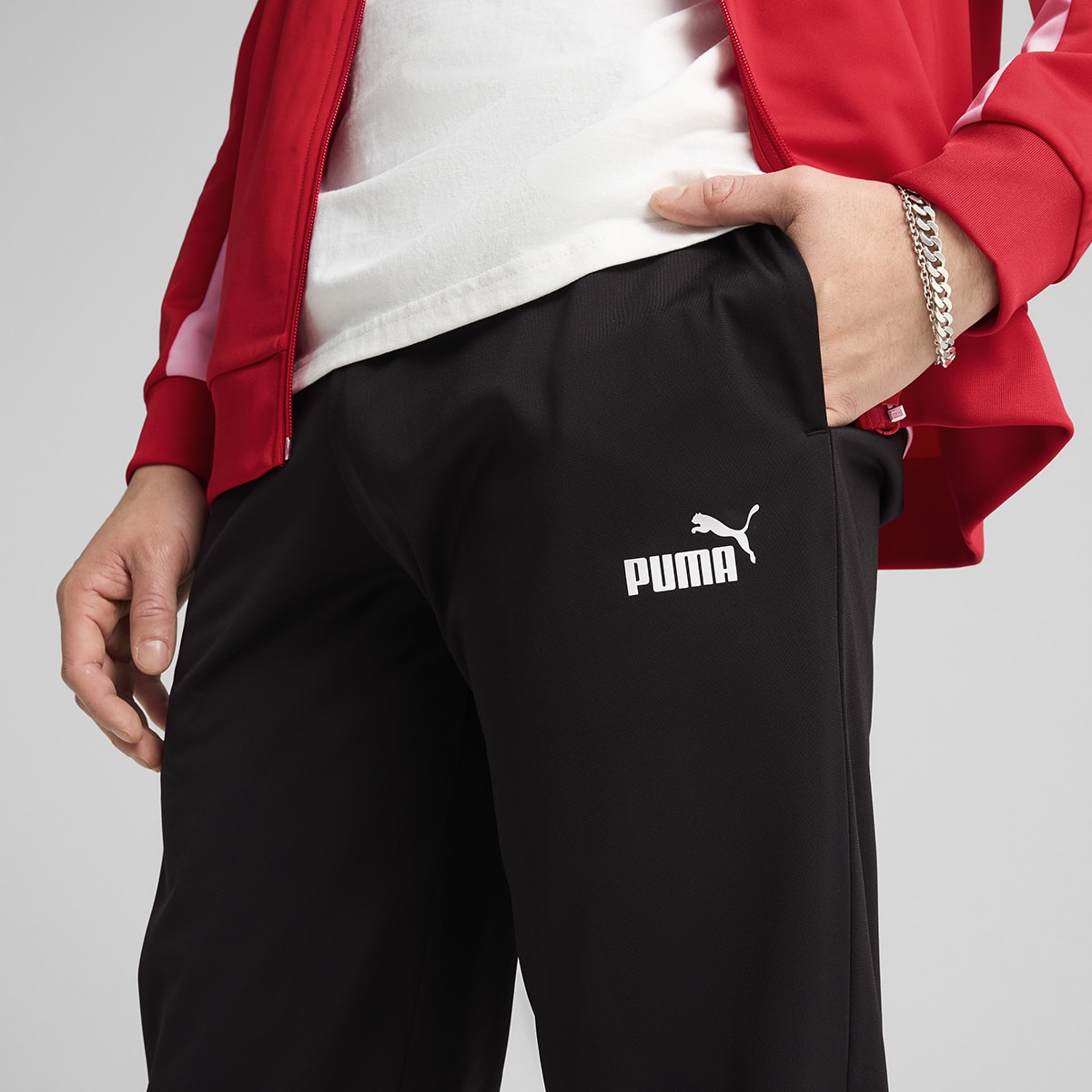 Fato de Treino de Homem Poly Colorblock Vermelho-5