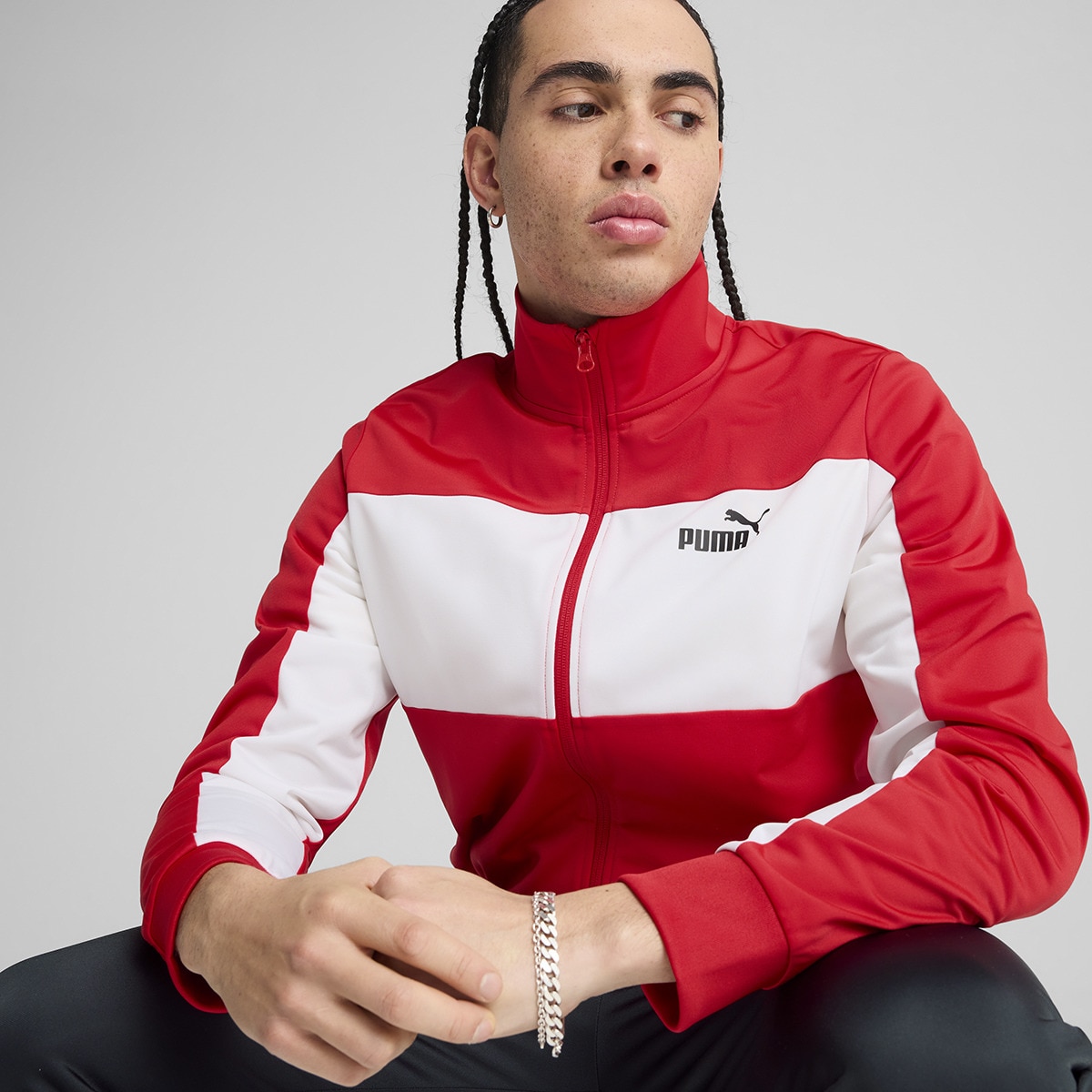 Fato de Treino de Homem Poly Colorblock Vermelho-4