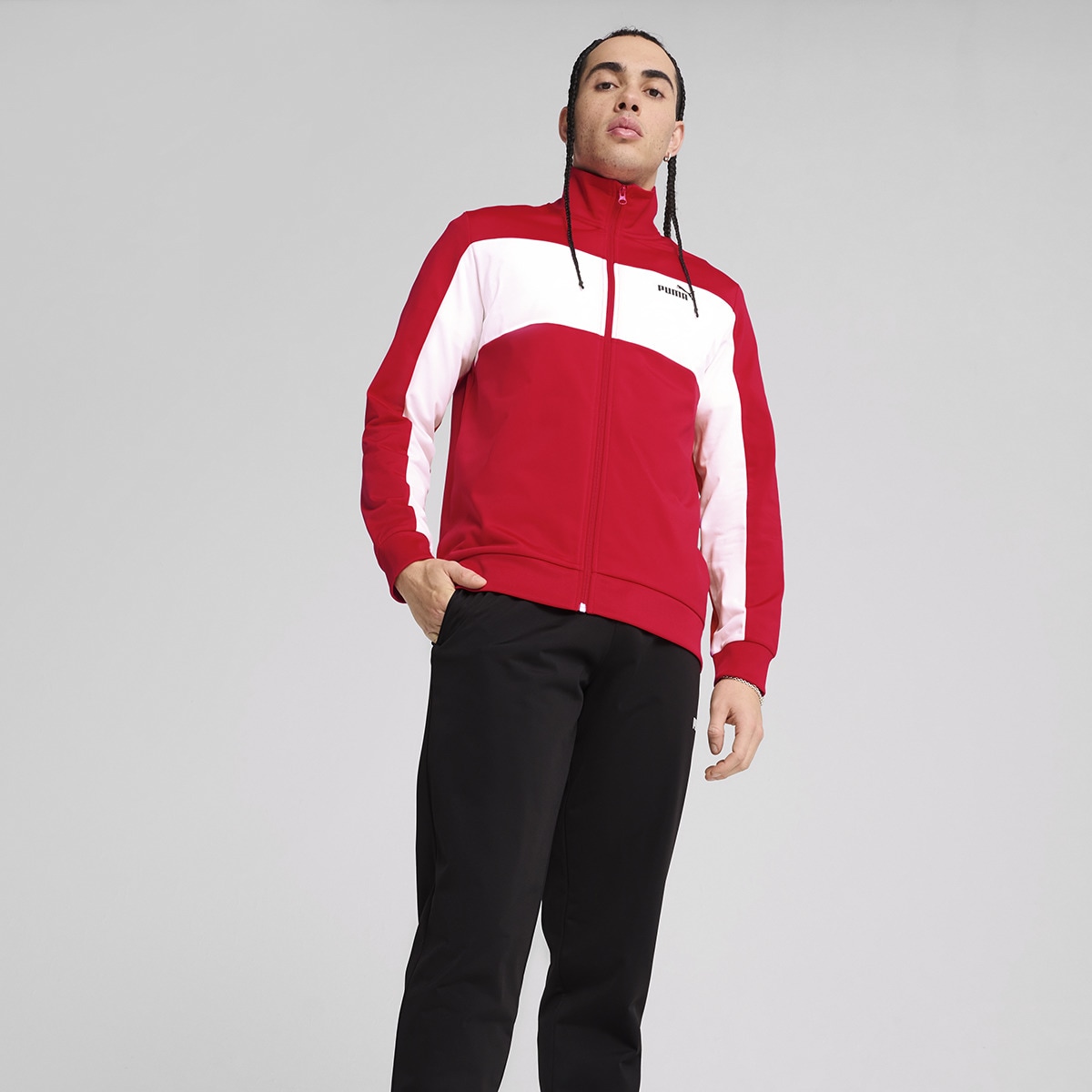 Fato de Treino de Homem Poly Colorblock Vermelho-3