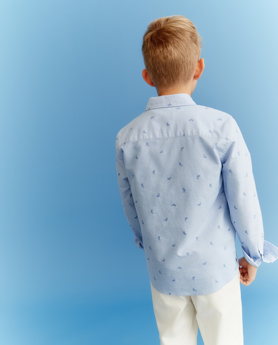 Camisa de Manga Comprida Azul-6