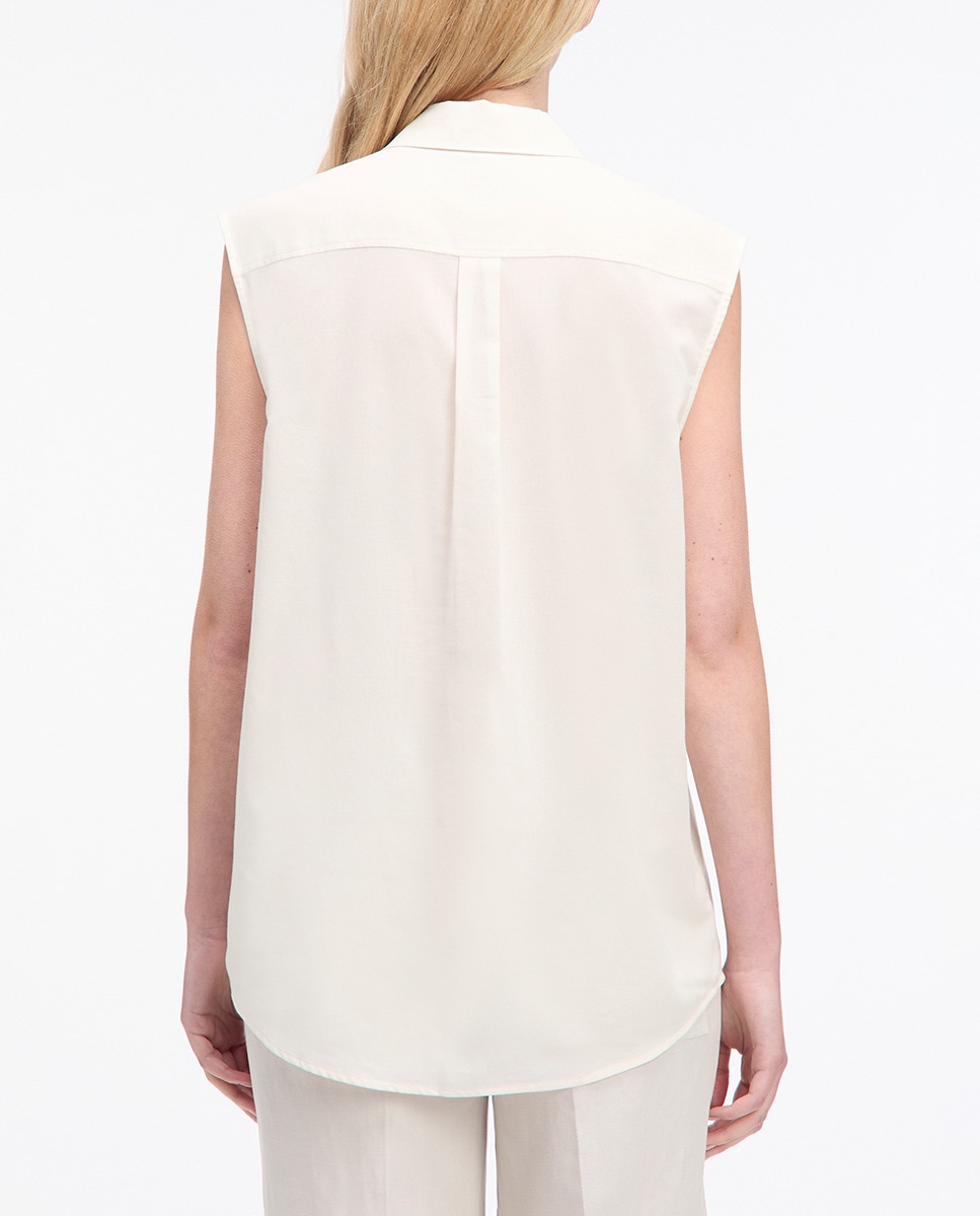 Camisa de mulher sem mangas Branco-2