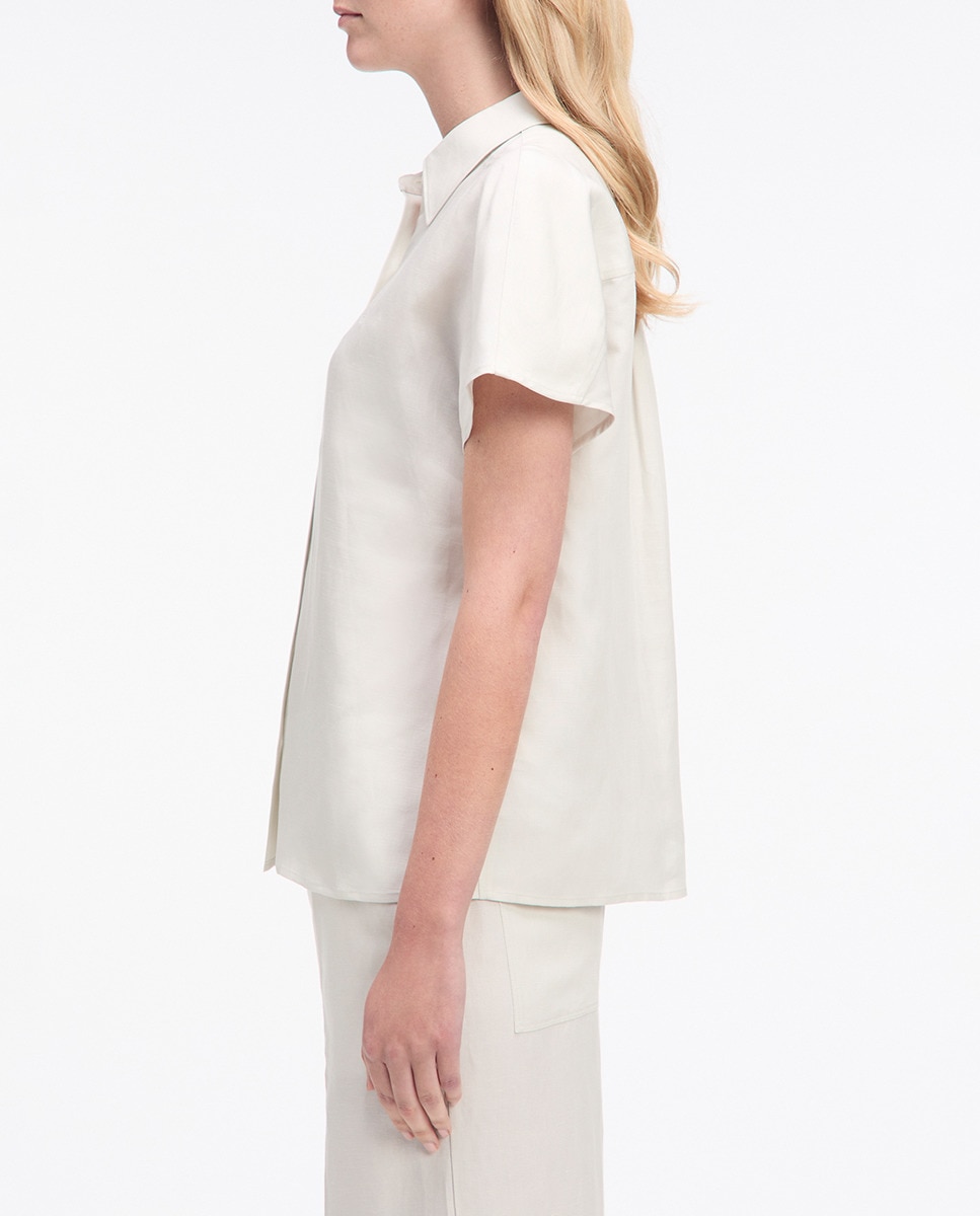 Camisa de mulher com manga curta Branco-3