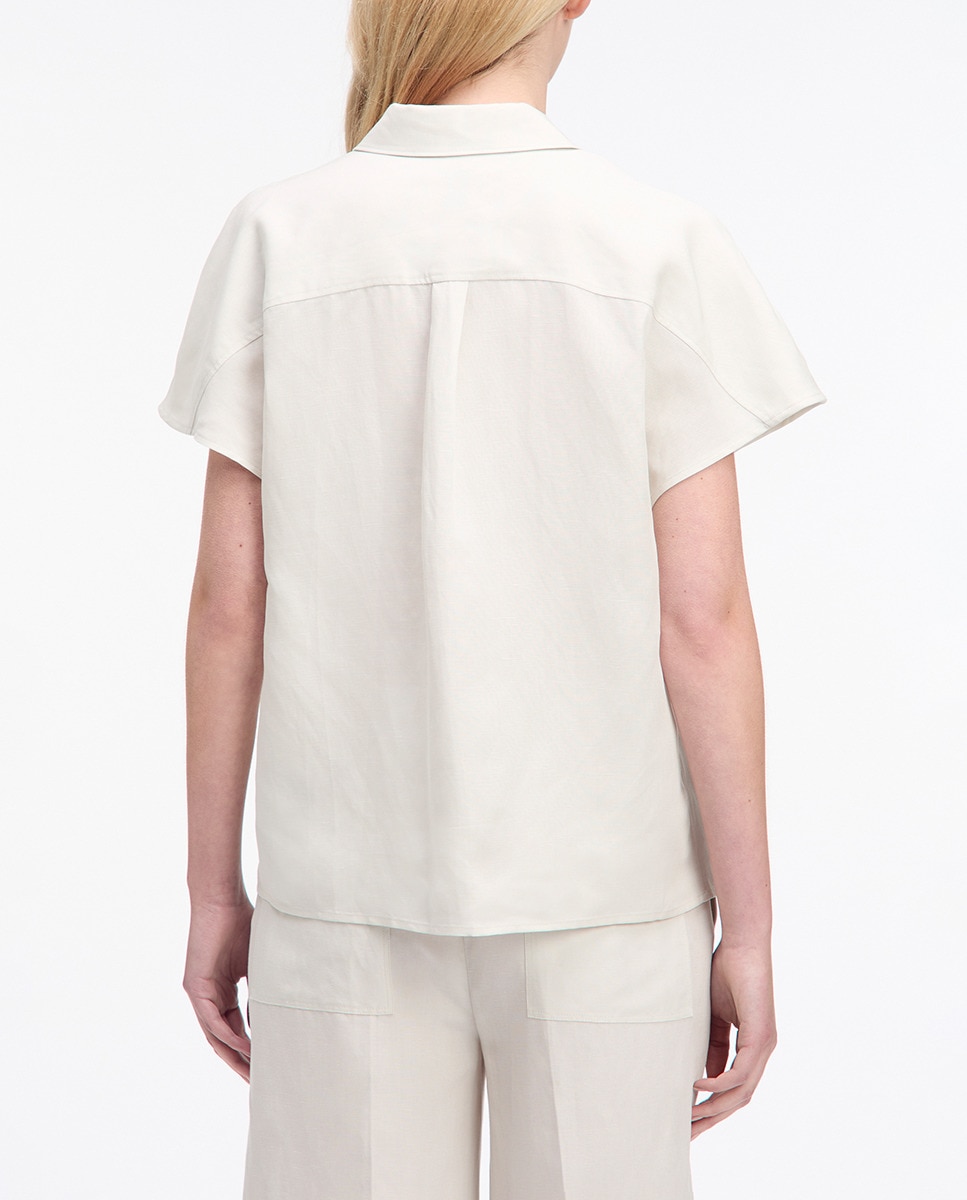 Camisa de mulher com manga curta Branco-2
