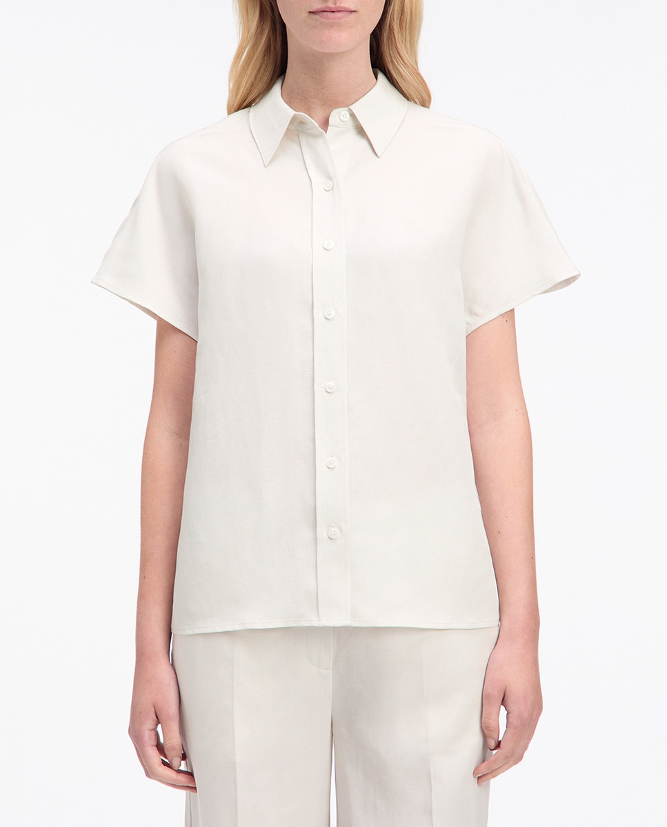 Camisa de mulher com manga curta Branco-1