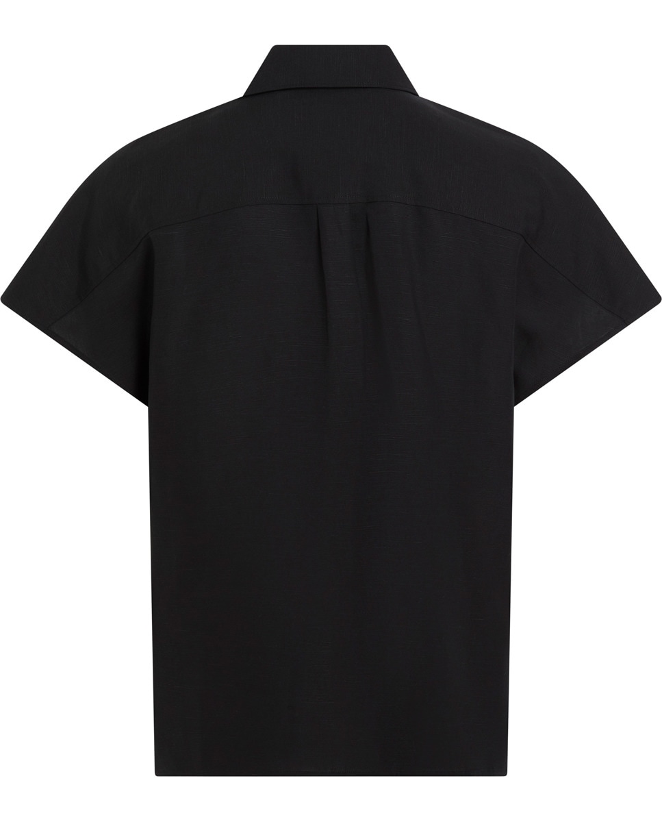 Camisa de mulher com manga curta Preto-5