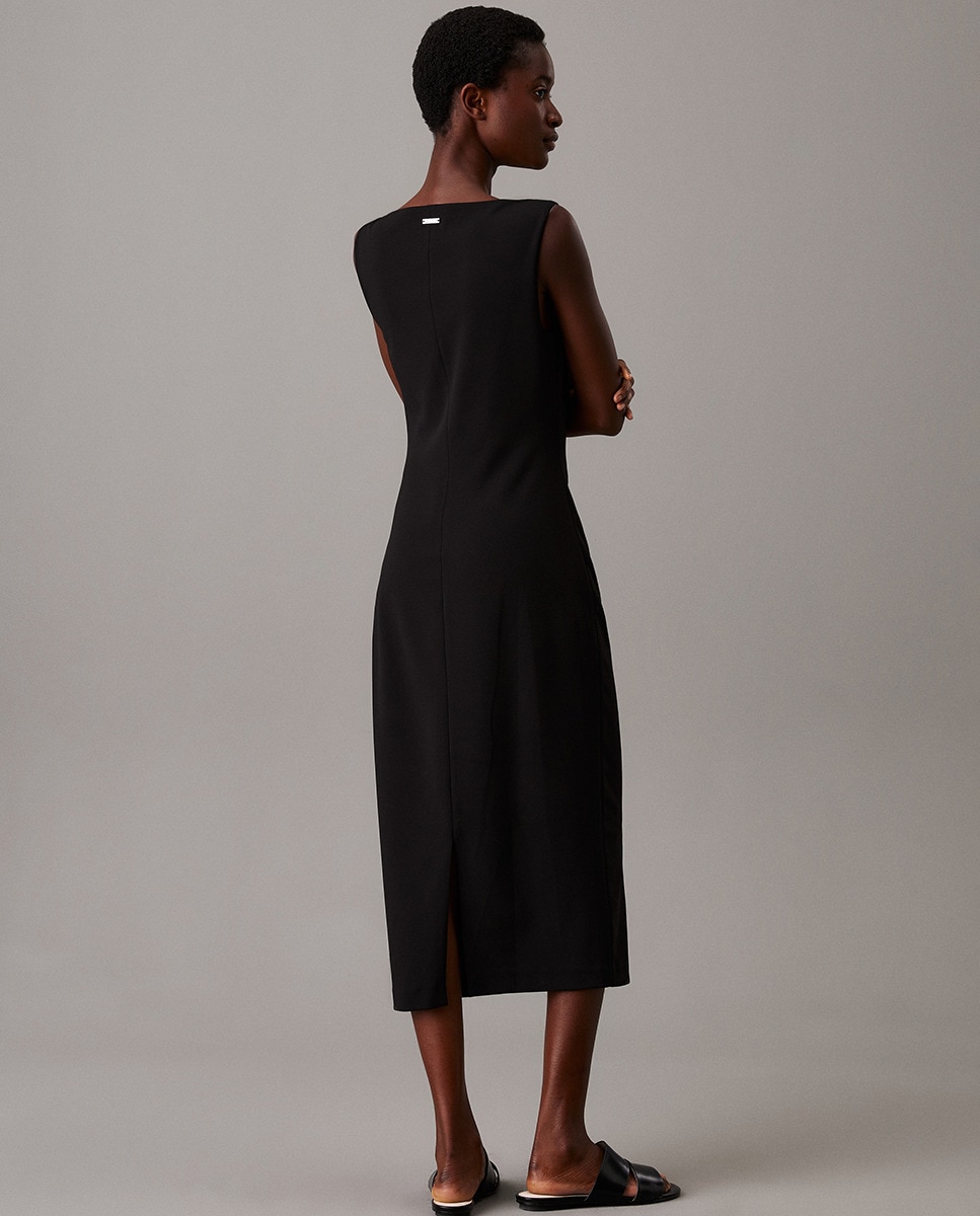 Vestido Midi em Scuba Crepe Preto-2
