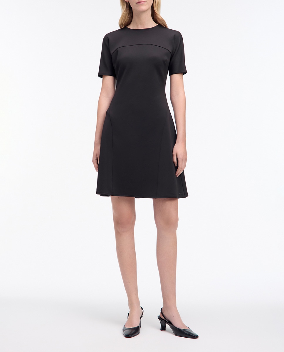 Vestido Ajustado Collar Para Vestido Negro Cuello Redondo Vestido