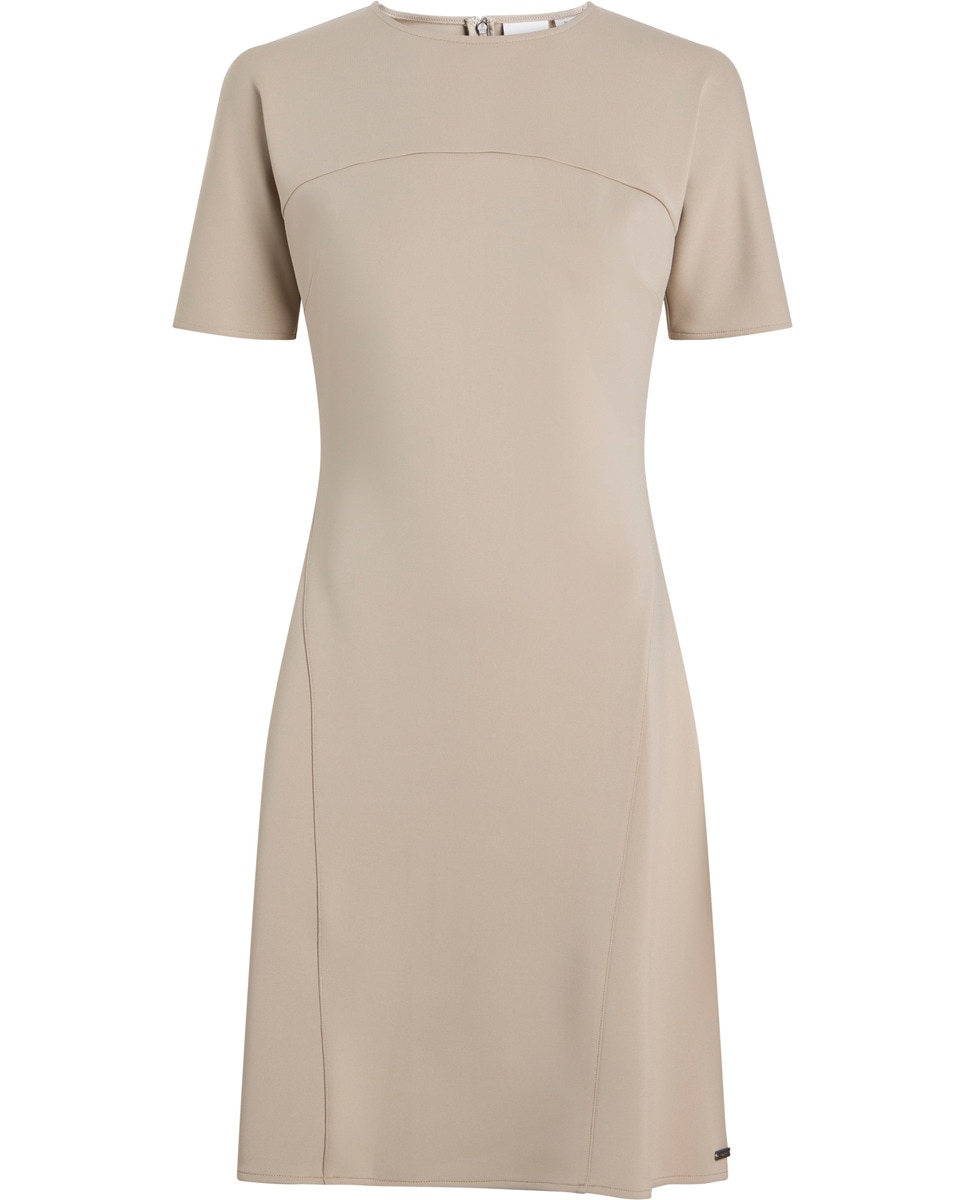 Vestido de Malha com Decote Redondo Cinzento-4