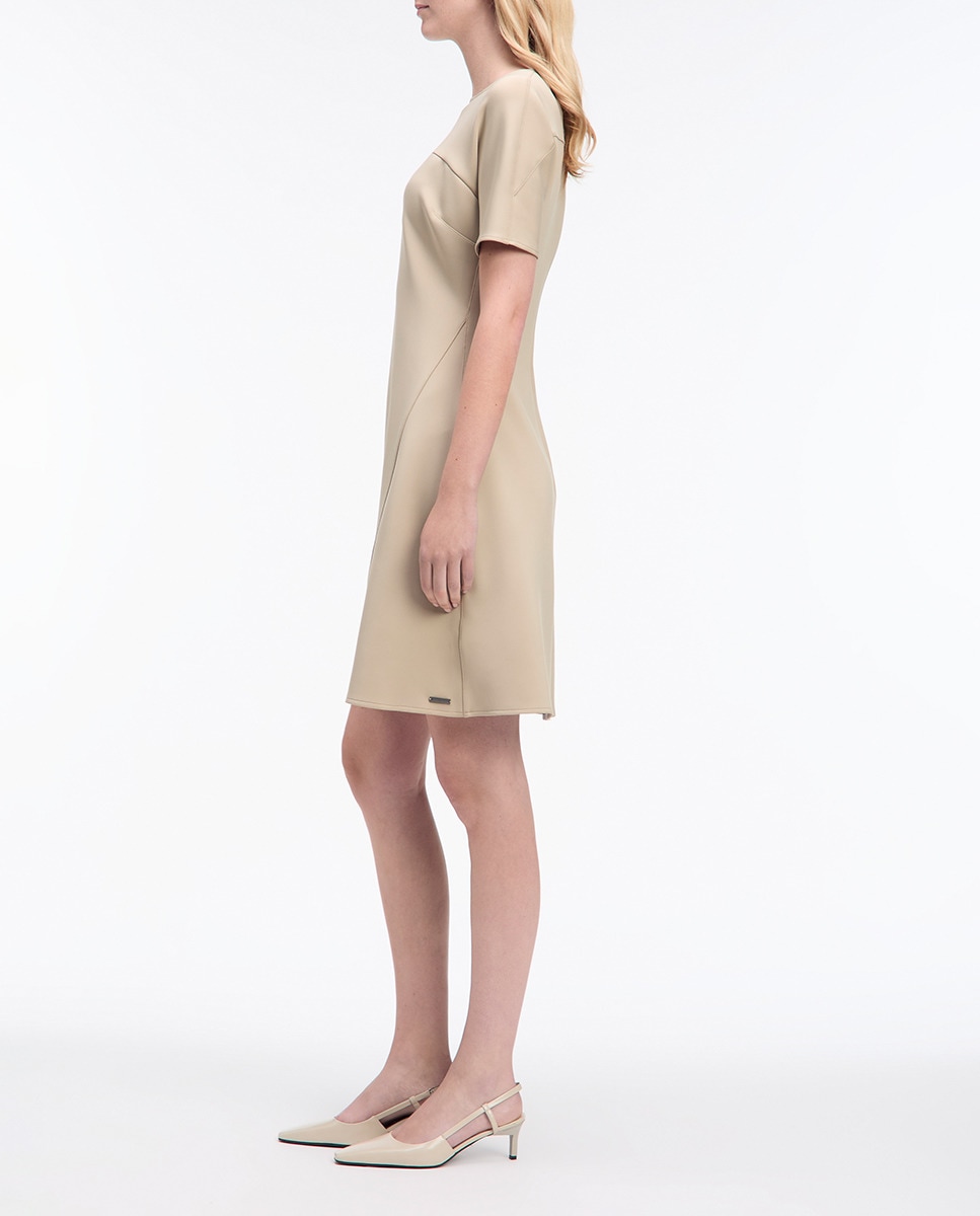 Vestido de Malha com Decote Redondo Cinzento-3