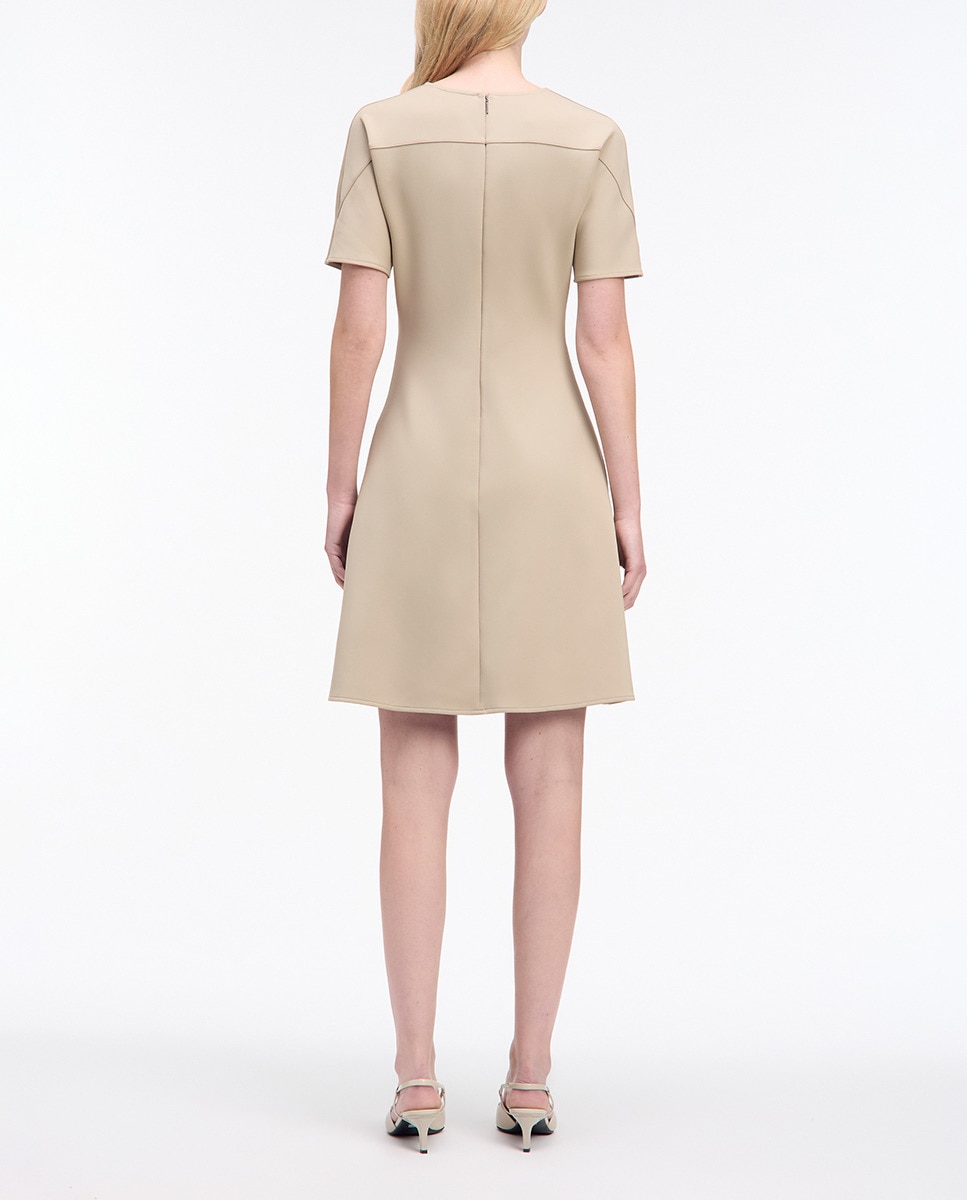 Vestido de Malha com Decote Redondo Cinzento-2