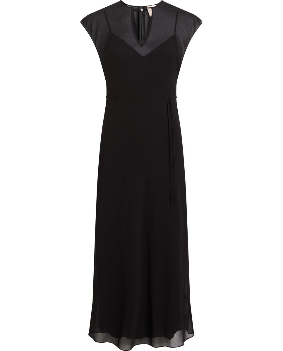 Vestido midi com transparências Preto-4