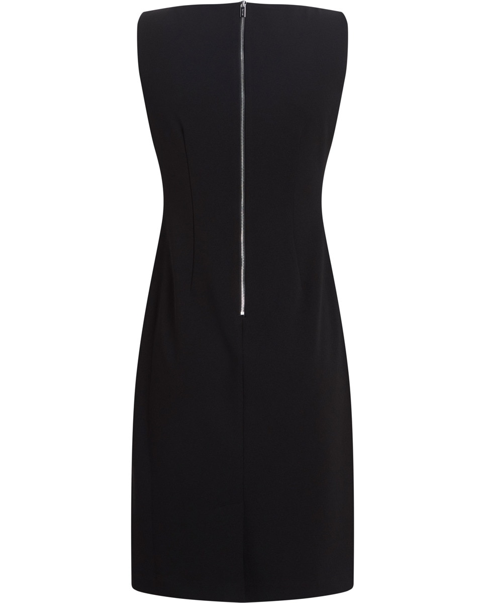 Vestido em Scuba Crepe com Franzidos Preto-5