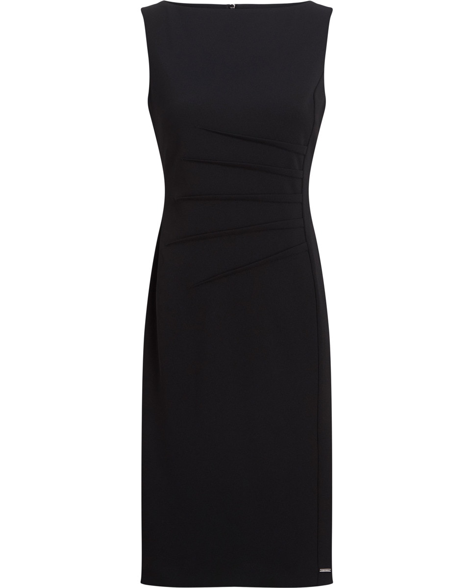 Vestido em Scuba Crepe com Franzidos Preto-4