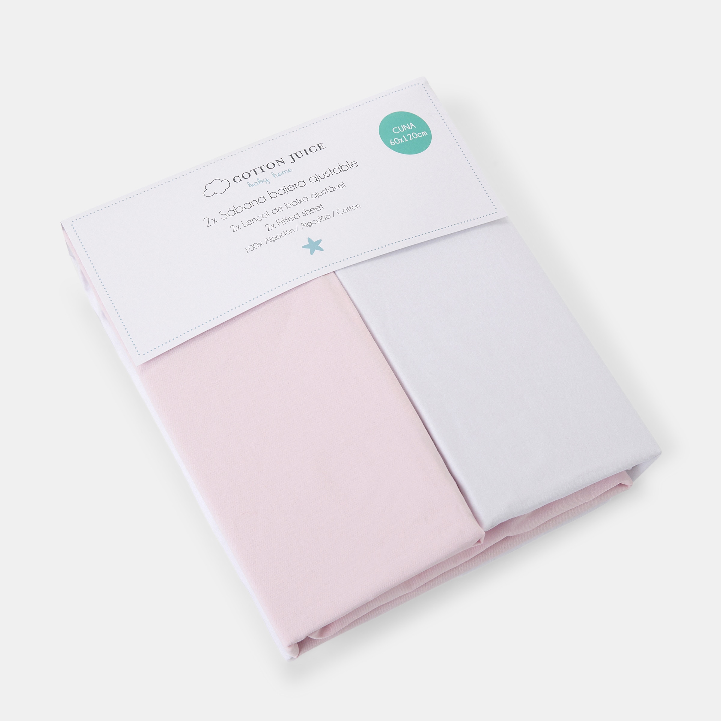 Conjunto de Lençóis de Baixo Ajustáveis de Percal - Pack de 2 (Disponível em Várias Medidas) Rosa-3