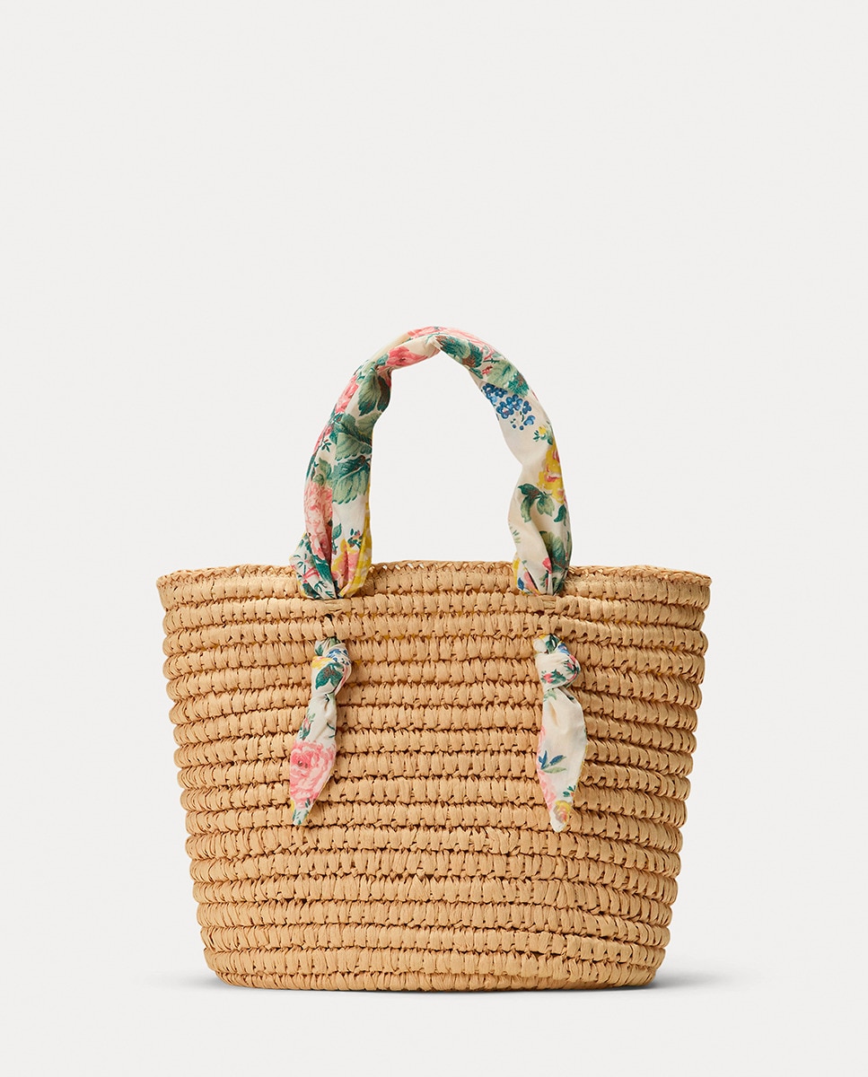 Mala de Ombro Tipo Tote de Ráfia Castanho-3
