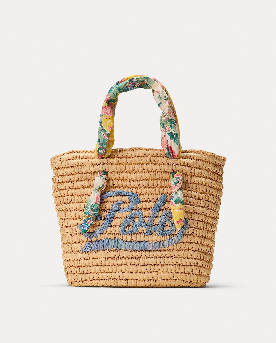 Mala de Ombro Tipo Tote de Ráfia Castanho-1