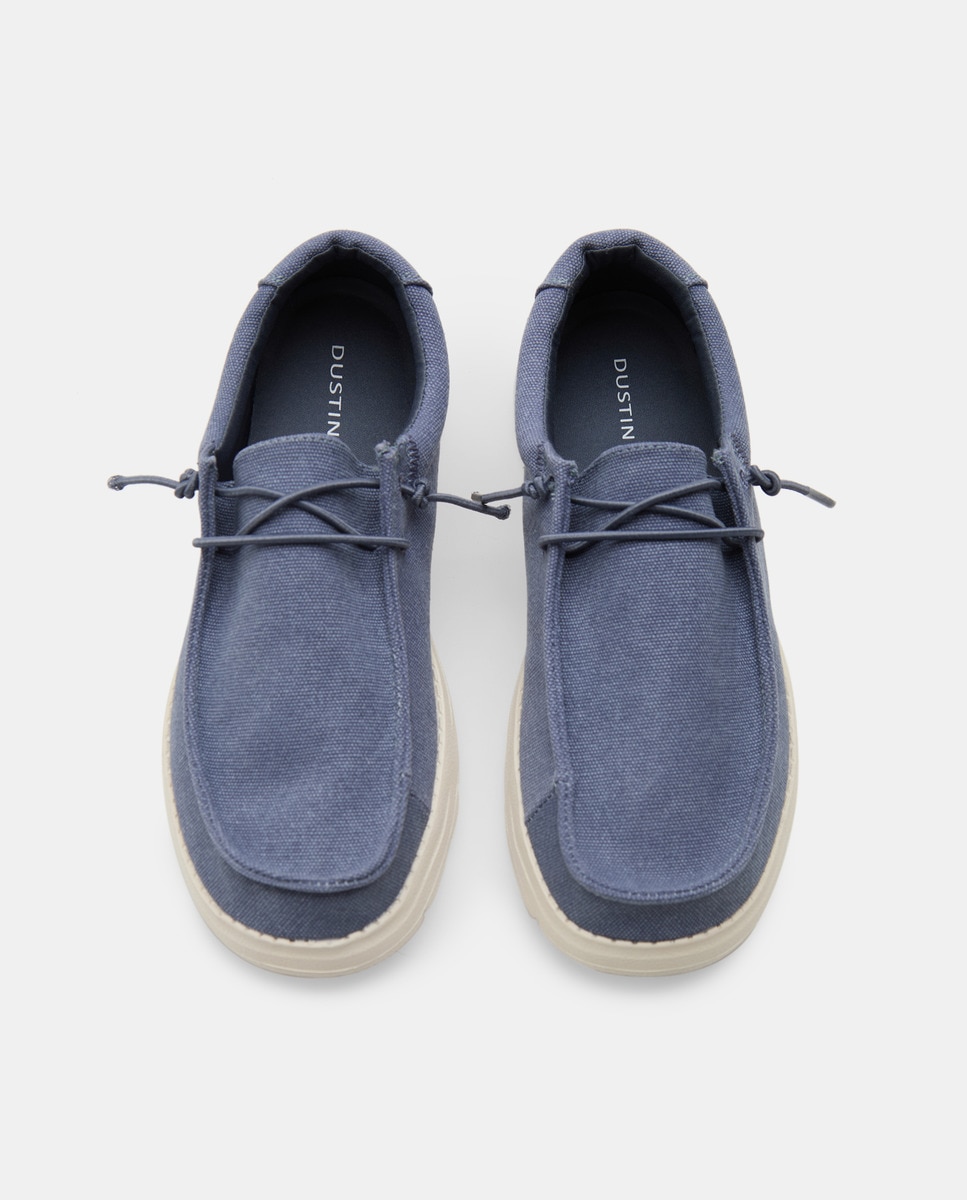 Sapatilhas com Atacadores em Lona 410 Azul Claro-4