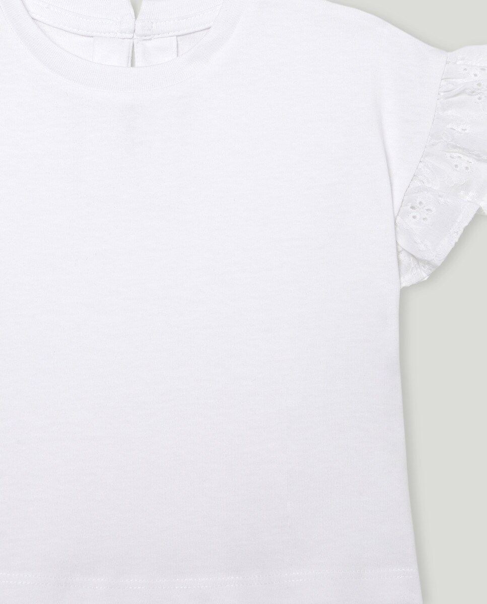 Camiseta bebé niña manga batista Blanco-3