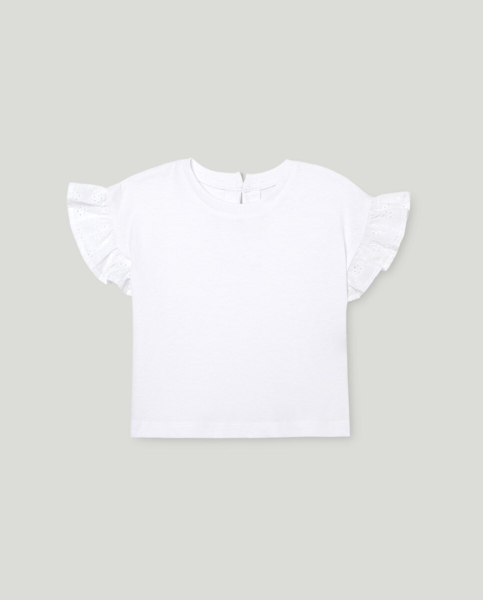 Camiseta bebé niña manga batista Blanco-1