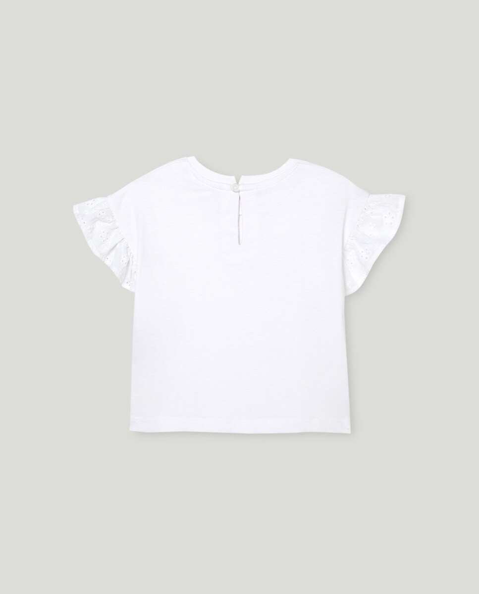 Camiseta bebé niña manga batista Blanco-2