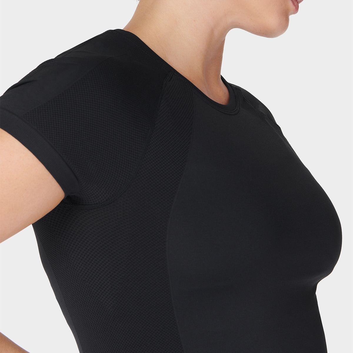 T-shirt de Mulher Athlete Crop Seamless Workout Preto-4